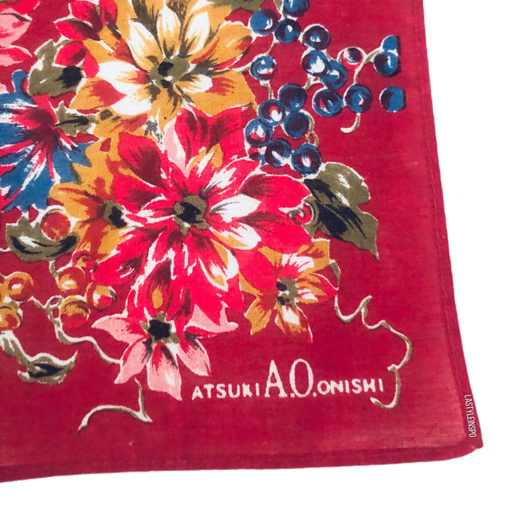 Atsuki Onishi Red Floral Bandana Handkerchief OS