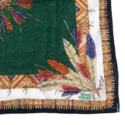 Gianni Versace Silk Neck Scarf Feathers Print Handkerchief Silk OS