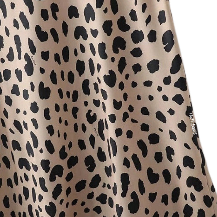 Satin Skirt Cheetah Animal Print Midi Size S, M, L