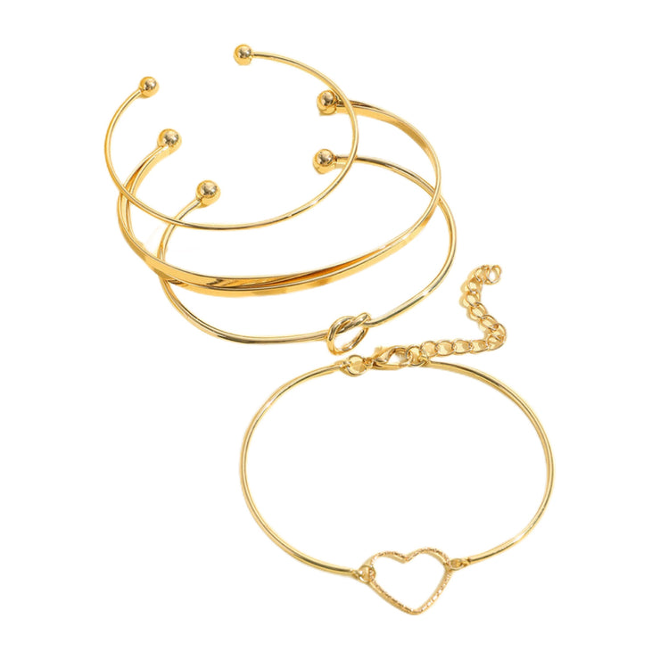 Vintage Gold Bracelet 4 PCS Heart Love Knot Bangle Bracelet Jewelry Gift For Women