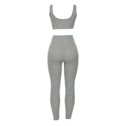 Yoga Sports Leggings Set 2 PCS Outfit Color Gray and Black Sizes S, M, L