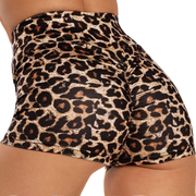 Women’s High Wasted Sport Shorts Fitness Cheeky Leopard Shorts Sportswear Size S, M, L, XL