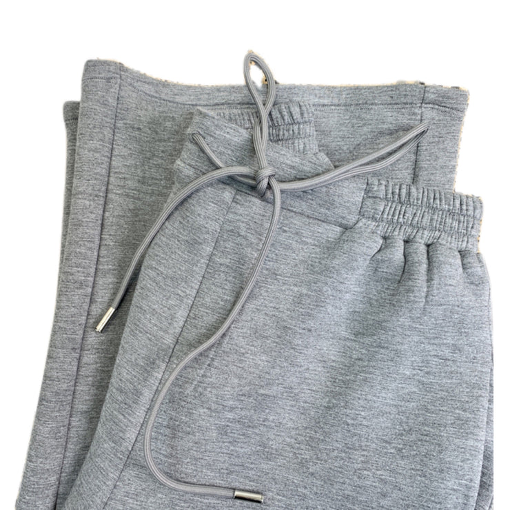 Cotton Hooded Sweatshirt and Pants Casual Sportswear Set Gray Solid Size XS, S, M, L