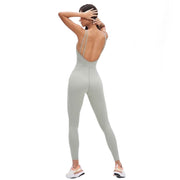 Beauty Naked Back Jumpsuit Women's Sports Yoga One Piece in a Light Color Green Sage Size S, M, L