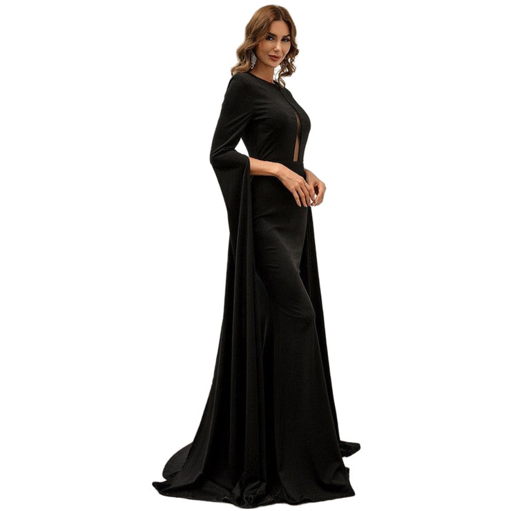 Goddess Maxi Dress Exaggerated Long Split Sleeve Prom Dress in Black, White and Red Size S, M, L, XL, 2XL, 3XL, 4XL, 5XL