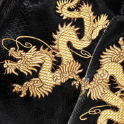 Dragon Year Men’s Jacket Gold Embroidered New Faux Leather Baseball Collar Size M, L, XL, 2XL, 3XL, 4XL