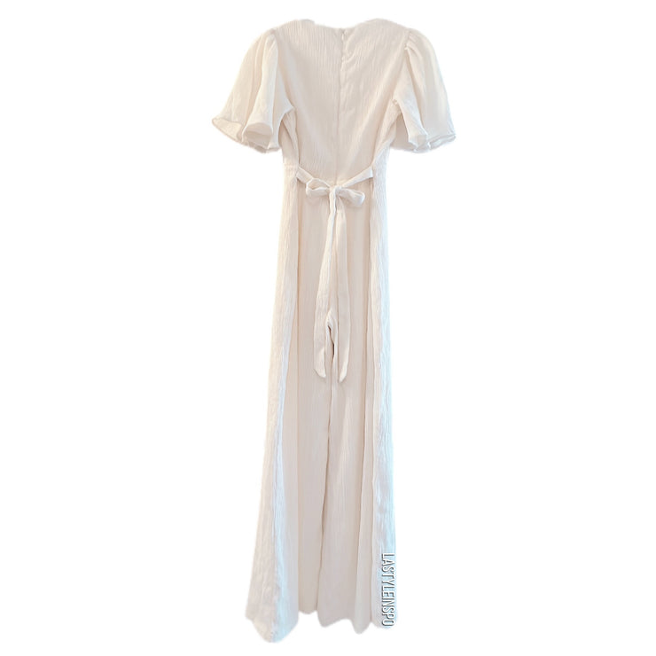 Lulus Maxi Bohemian Jumpsuit Bell Sleeves Creamy White 59.5” length Size Small