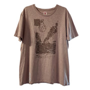 Lucky Brand Men’s Tshirt Greetings from Paradise Cuba Pattern in Brown Size XL