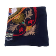 CELINE Paris Zodiac Silk Scarve Blue Indigo