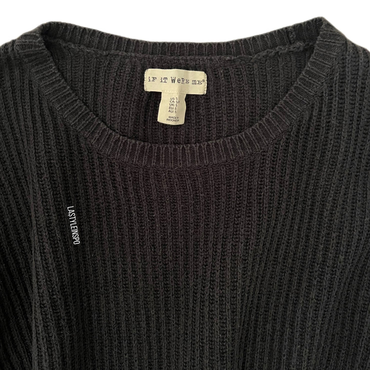 If It Were Me Ripped Sweater Black Size Small