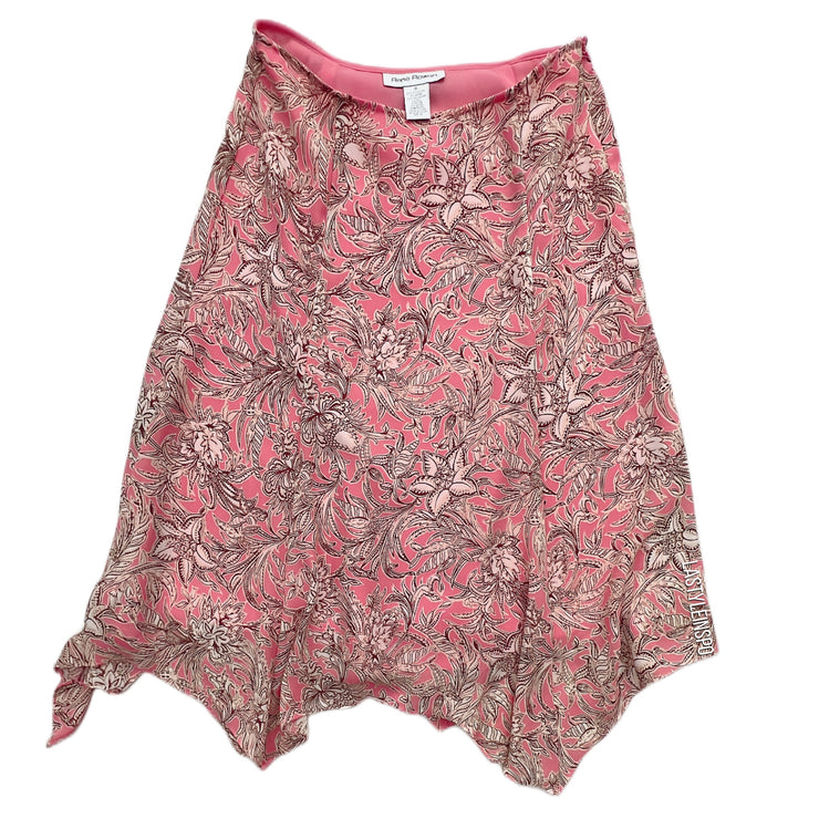 Rena Rowan Asymmetrical Floral Skirt Pink Size 8