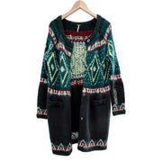 Free People Long Winter Cardigan Green Colorful Size S
