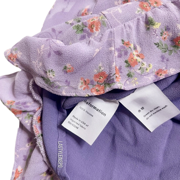 Reformation Frannie Dress Corset Floral Lilac Size 2