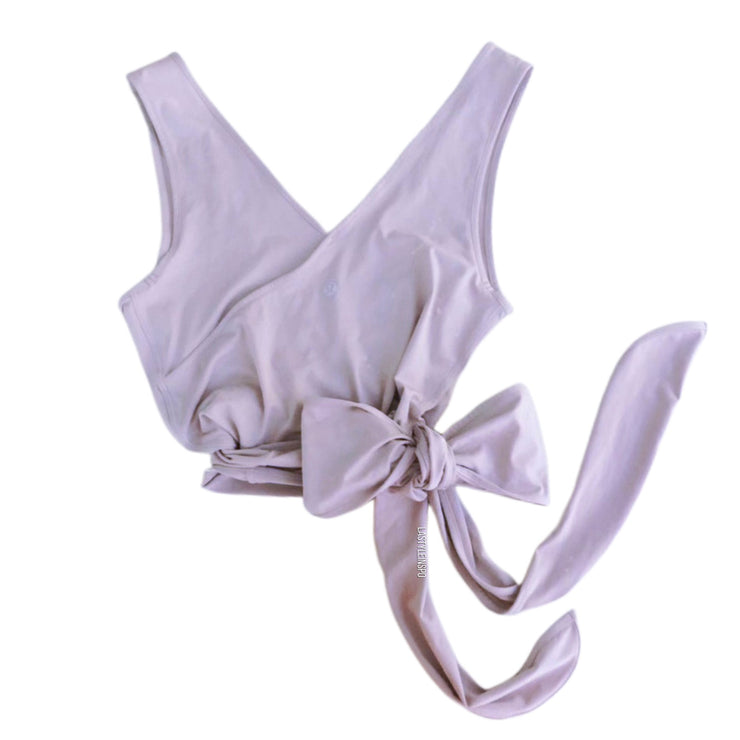 Lululemon Sporty Top Nude Cross Lavender Pastel Wrap Bow S/M