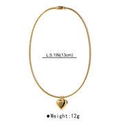 Self-Love Heart Charm Gold Necklace Titanium Steel Chain Necklace
