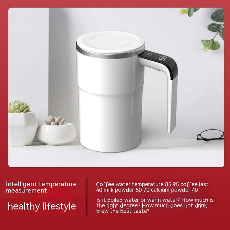 Temperature Controlled, Self Heating Coffee Mug White Electric USB Rechargeable Waterproof Stainless Steel 12.8 oz