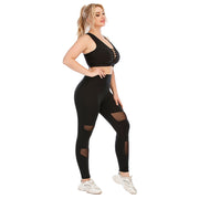 Leggings Set Workout Outfit Suit Mesh Plus Size L, XL, XXL, 3XL