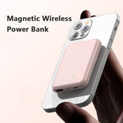 Mini Fast Charging Magnetic Wireless Power Bank 5000 MAh Portable Solid Pink, White, Black