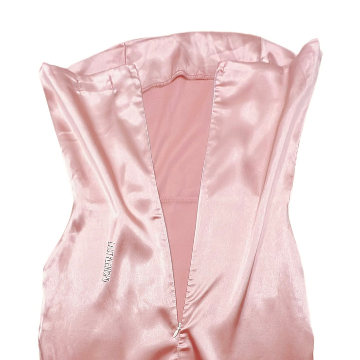 Pretty Little Thing Satin Strapless Dress Pink Size Small