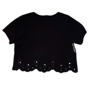 Sandro Paris Blouse Crop Top Short Sleeves Black Size L