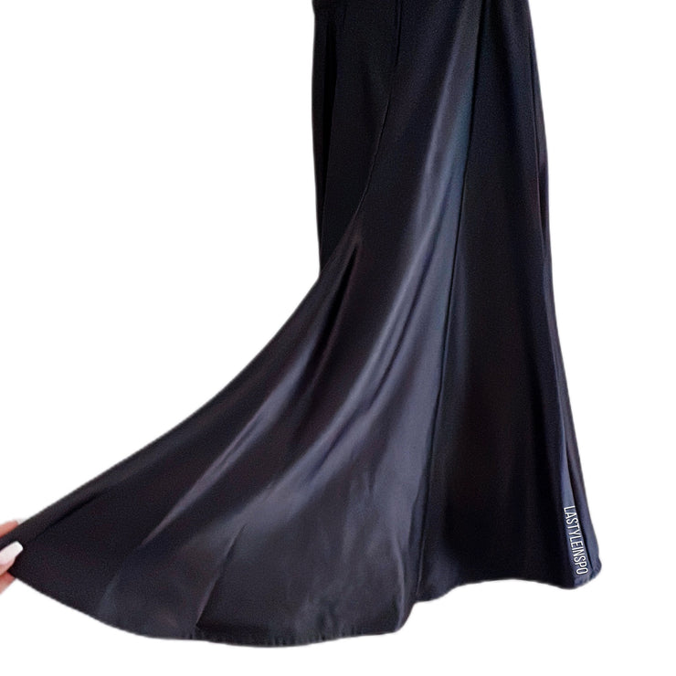 TADASHI Silky Maxi Skirt Gown Long Tail Black Size 16