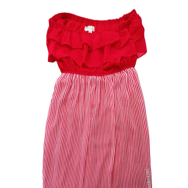 Alythea Maxi Dress Red Strapless Stripped Sundress Size M