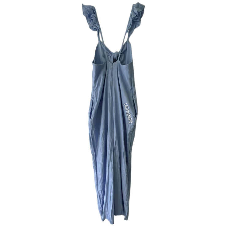 Zara Womens Long Jumpsuit Bow Light Blue Size Small