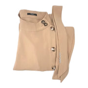 Long Maxi Coat Side Buttoned 3/4 Sleeve Beige Tan Nude Size S 🧥