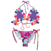 Agua Bendita Bikini Two Pieces Crochet Floral Boho Size L Small Fit