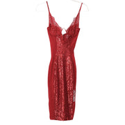 N.1 Los Angeles Bustier Midi Dress Sequined Red S