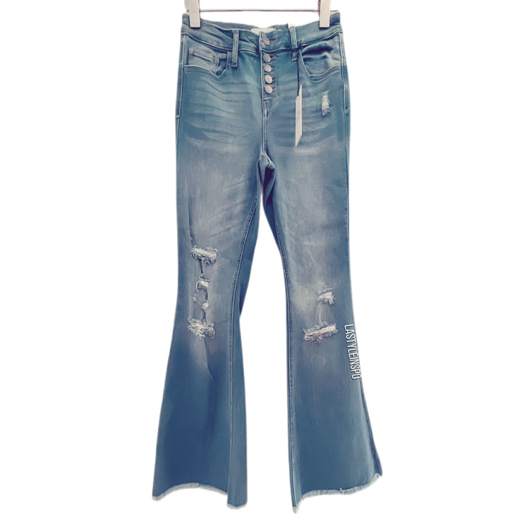 Jelly Jeans Button Fly Flare Leg Denim Blue  Size 1, 3, 5, 7, 9, 11, 13
