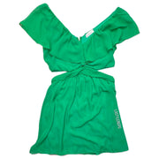 Honey Punch Mini Dress Cutout Waist Ruffled Sleeved Green Size Medium