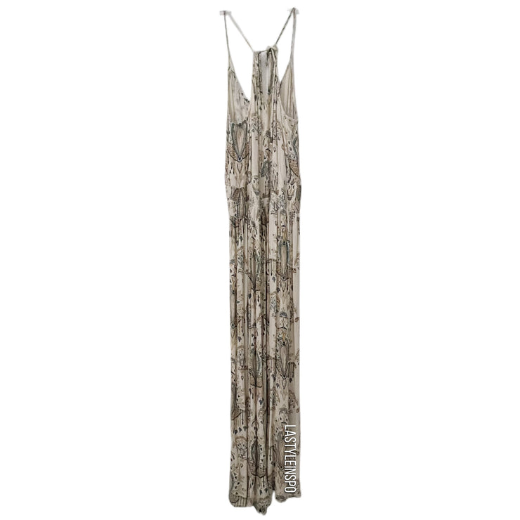 ONEILL Maxi Dress with Front Slits Beige Floral Size XS