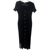 Glamorous UK Buttoned Knit Dress Short Sleeves Black Size M