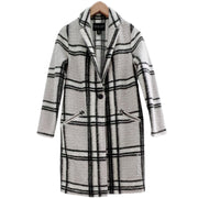 Rachel Zoe Wool Coat Black Plaid White Gray Size S