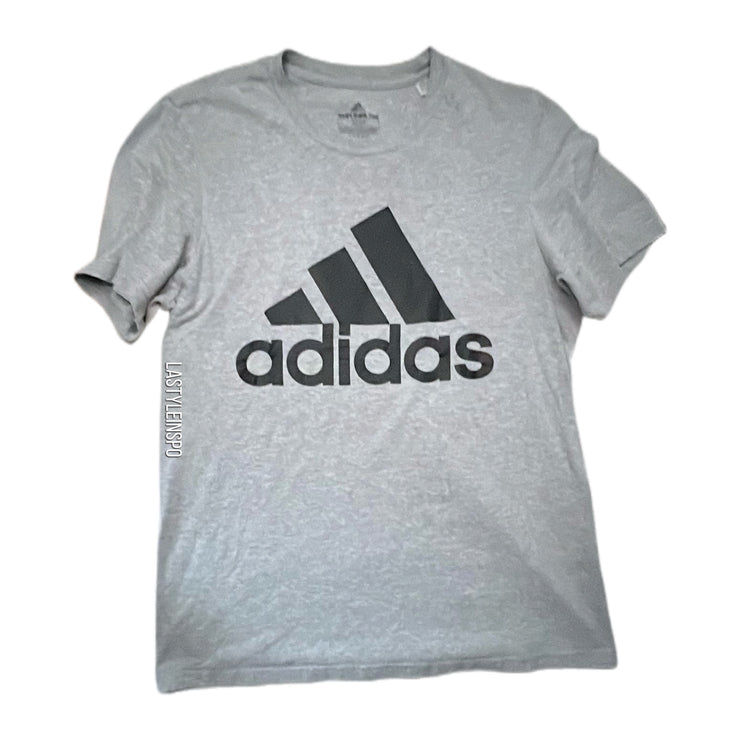Adidas Mens T-Shirt in Gray Logo Stripes Size Medium