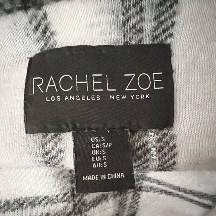 Rachel Zoe Wool Coat Black Plaid White Gray Size S