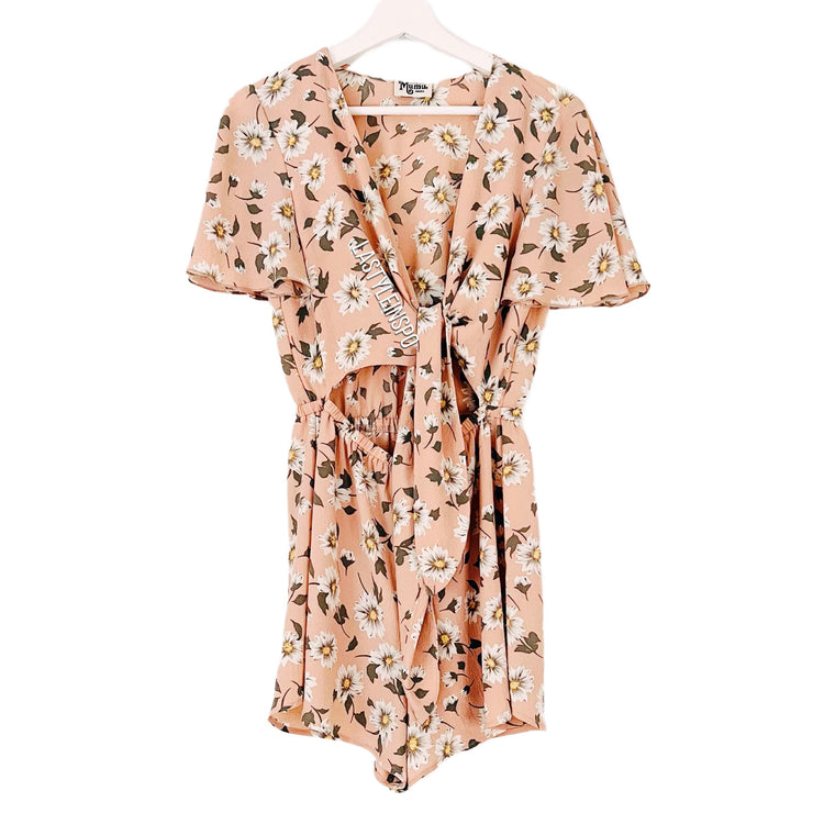 Show Me Your MuMu Romper Romantic Floral Pink Front Bow Size Small