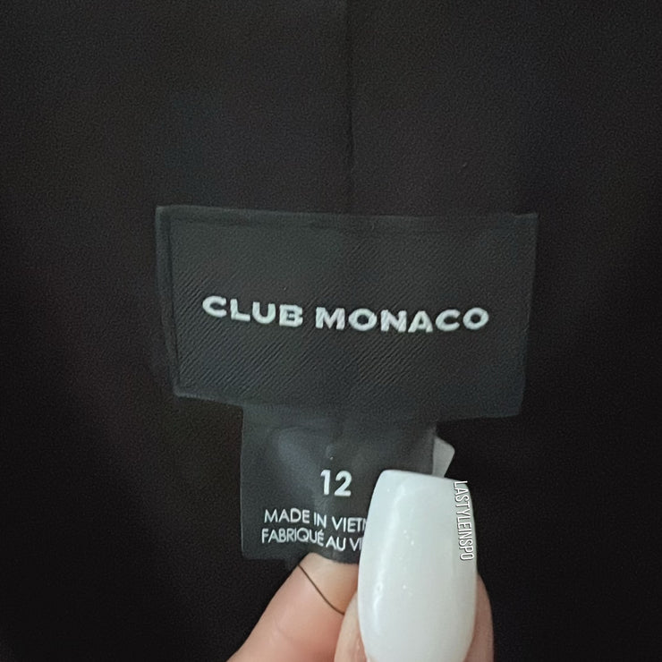 Club Monaco Womens Blazer Leather Trim Black Size 12