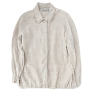 Chicos Womens Button Shirt Oversized Blouse Linen Beige Natural Size 0