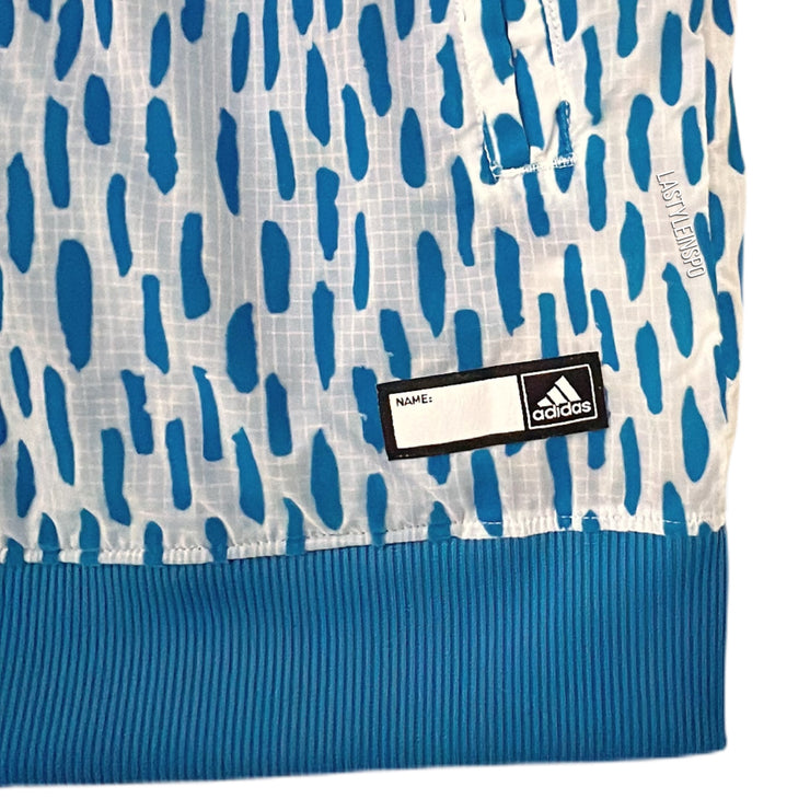Adidas Women Sports Windbreaker Plastic Blue Print Size Large