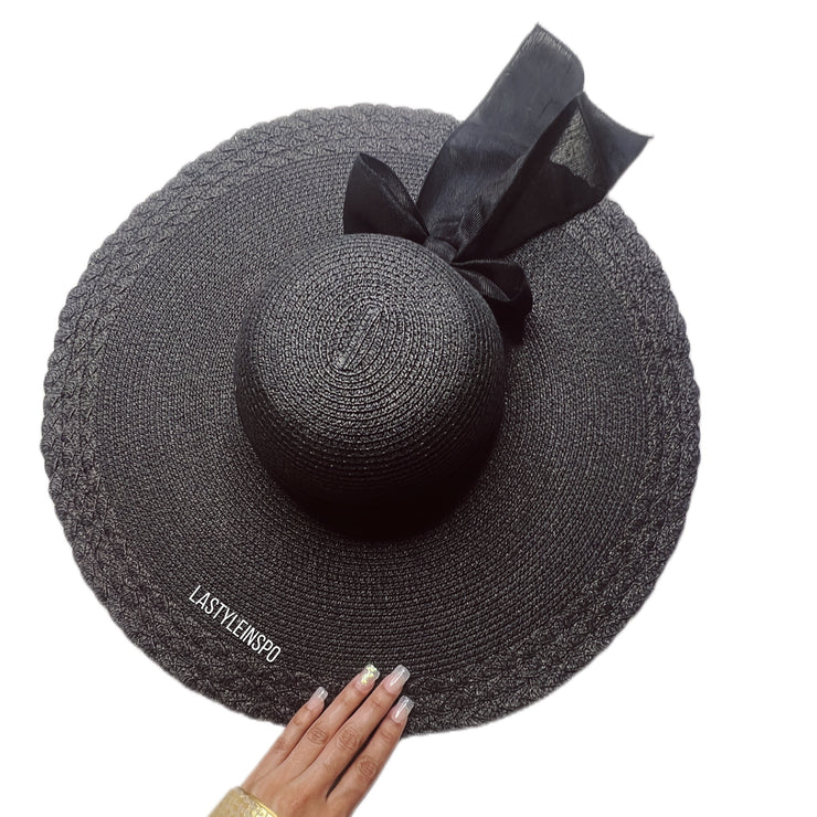 Sophisticated Women’s Hat with bow ribbon. Black One Size