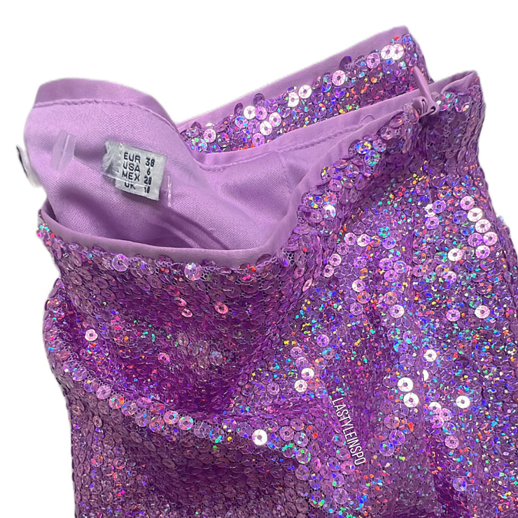 ZARA Disco Mini Glitter Purple Pink Sequined Size 6
