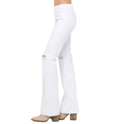 Jelly Jeans Mid Rise Pull On Distressed Knee Semi Flare in White Size 1, 3, 5, 7, 9, 11, 13