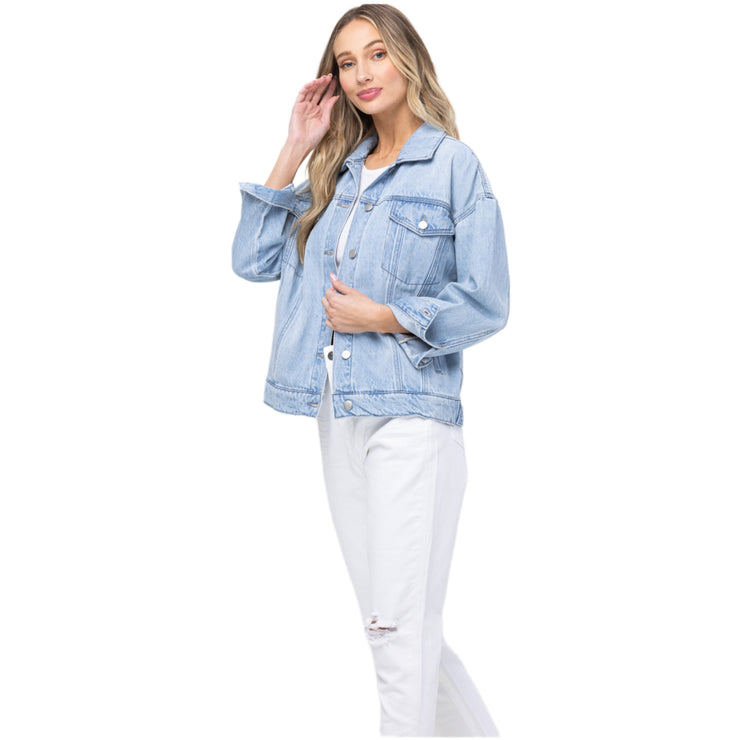 Jelly Jeans Womens Oversized Relaxed Denim Jacket in Baby Blue Size S, M, L, XL