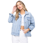 Jelly Jeans Womens Oversized Relaxed Denim Jacket in Baby Blue Size S, M, L, XL