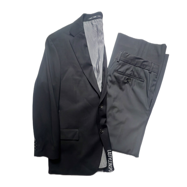 Hugo Boss Mens Suit Two Pieces Black Blazer 38S Pants 35/R