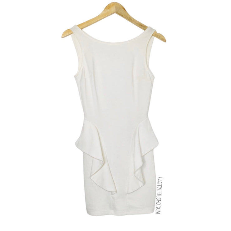 Ruffled Mini Dress Sleeveless White Size Small