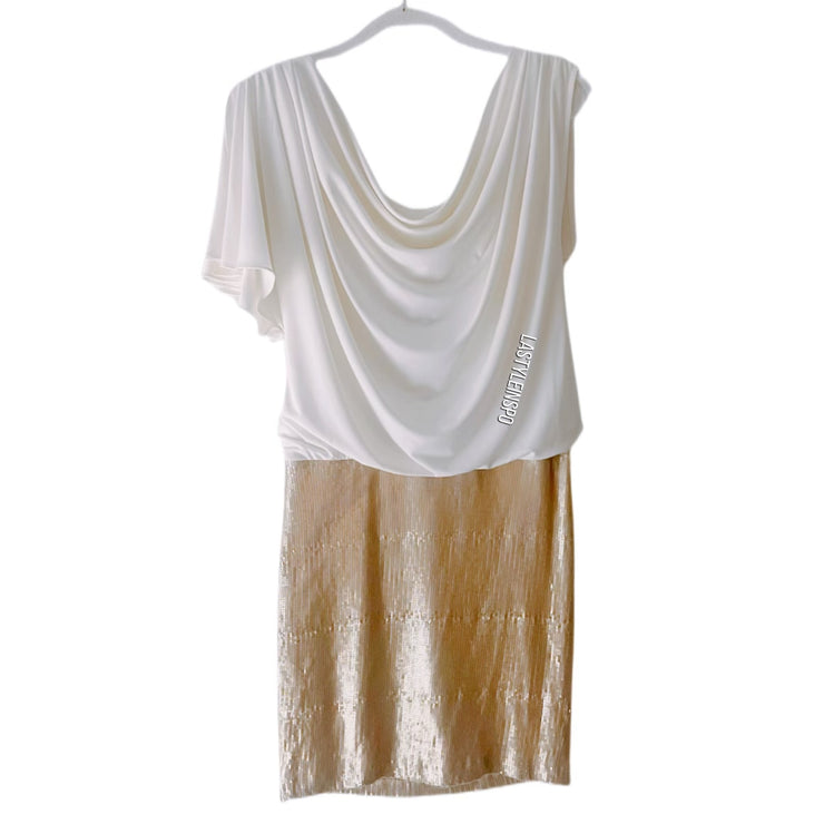 Laundry by Shelli Segal White and Gold mini dress Size 4