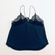Zadig & Voltaire Silk Blouse Navy Blue Lace Size Small